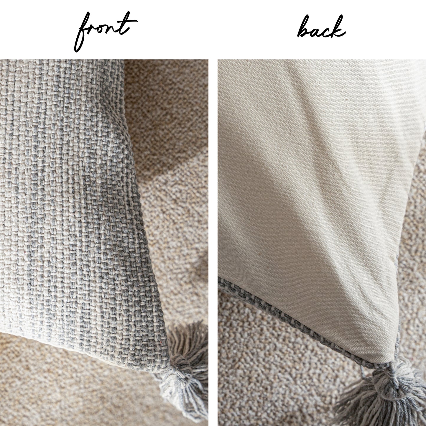 Handmade Gradient Gray Lumbar Pillow Cover 14x36