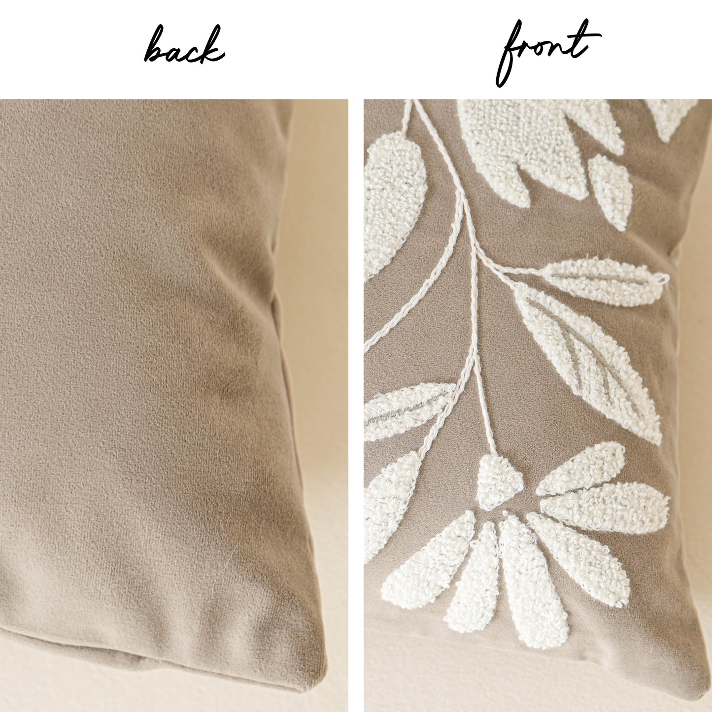 Velvet Soft Taupe Flower Pattern Lumbar Throw Pillow Cover 14X36 inch
