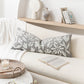 Velvet Soft Gray Flower Pattern Lumbar Throw Pillow Cover 14X36 inch