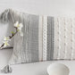 Handmade Gray White Boho Woven Lumbar Pillow Cover 14x36