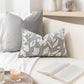 Velvet Soft Gray Flower Pattern Lumbar Throw Pillow Cover