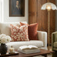 Velvet Soft Brick Red Flower Pattern Throw Pillow Cover