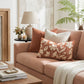 Velvet Soft Brick Red Flower Pattern Lumbar Throw Pillow Cover