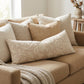 Velvet Soft Cream Flower Pattern Lumbar Throw Pillow Cover 14X36 inch