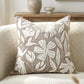 Velvet Soft Taupe Flower Pattern Throw Pillow Cover